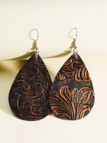 紋理質感水滴形耳墜 - 彩色 - 查看 1