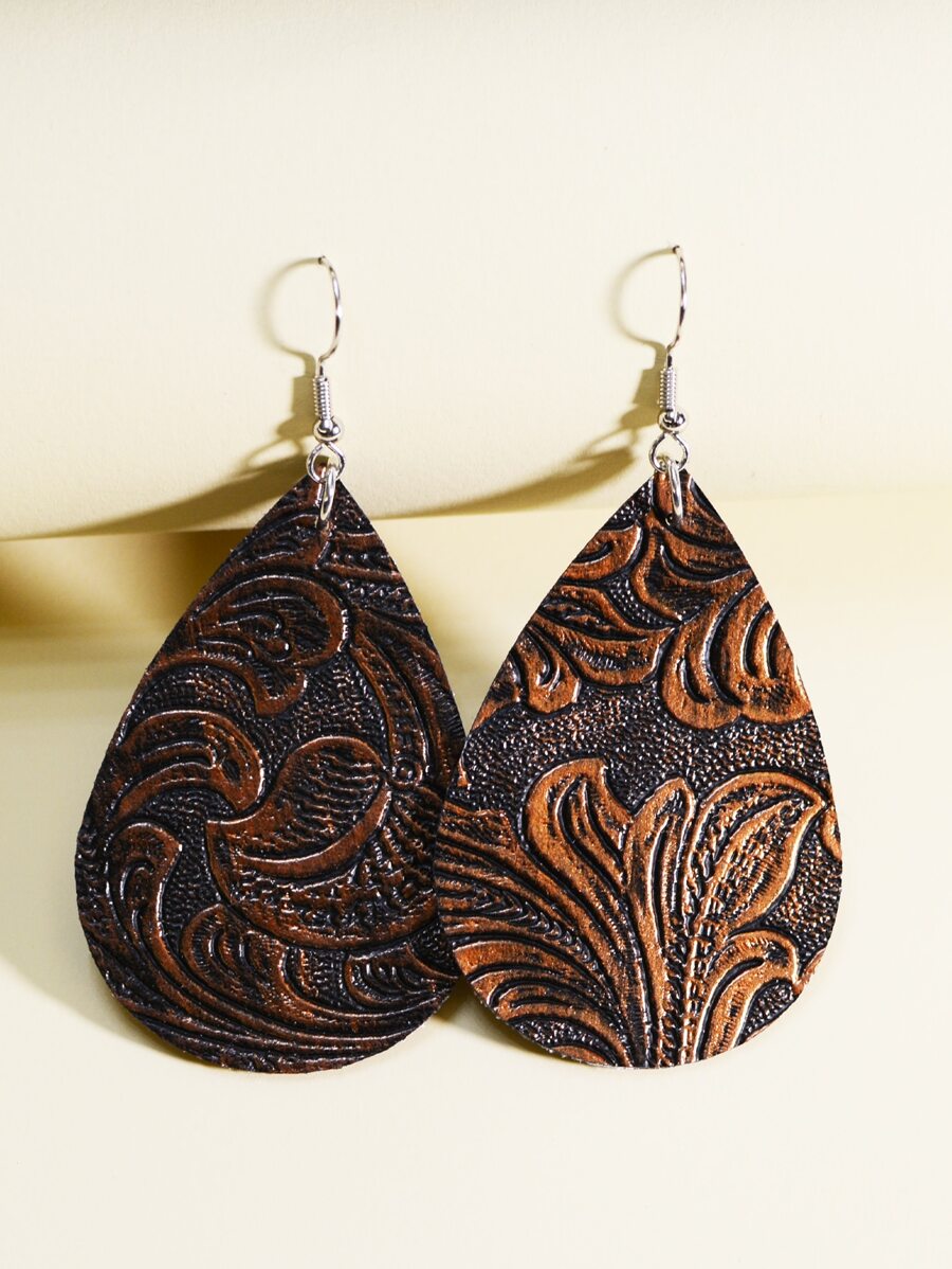 紋理質感水滴形耳墜 - 彩色 - 查看 1