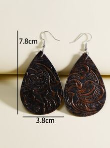 紋理質感水滴形耳墜 - 彩色 - 查看 3