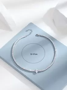 1pc Elegant Minimalist Avant-Garde Teardrop Shiny Cubic Zirconia Choker Necklace, Fashion Gift For Women, Girls, Graduation, Best Friends, Girlfriend, Birthday - Silver - View 3