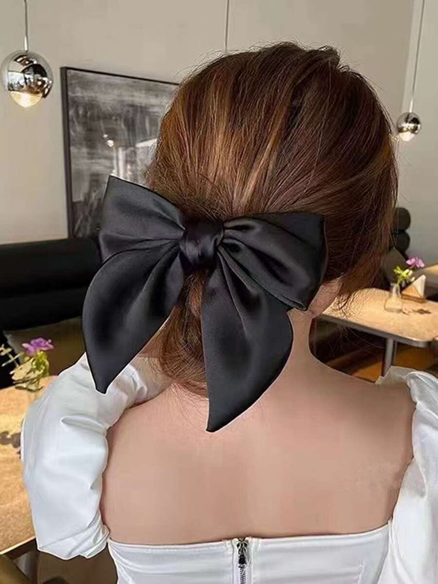 Bow Decor Hair Tie - Black - View 1