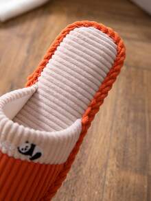 Panda Embroidered Fuzzy Bedroom Slippers - Multicolor - View 4