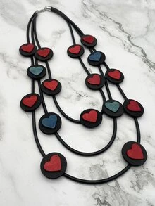 1pc New Arrival Fashionable Handmade Bohemian Style Heart Shaped Rubber Multi-layer Necklace - Multicolor - View 2