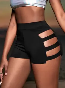 Slaydiva Ladder Cut Out Shorts - Black - View 4