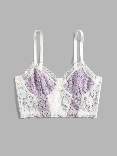 Bralette à blocs de couleurs en dentelle