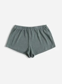 SHEIN EZwear Shorts unicolor tejido de canalé de cintura elástica