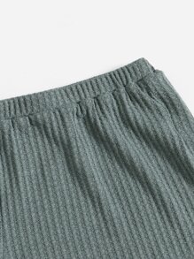 SHEIN EZwear Shorts unicolor tejido de canalé de cintura elástica