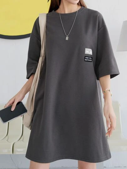 DAZY ソリッド ハーフスリーブ シャツドレスの画像
