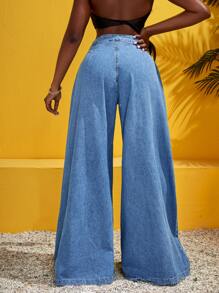 SHEIN SXY Jeans cremallera de pierna ancha