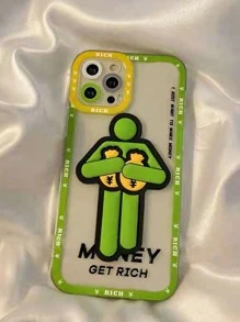 Funny Figure Graphic Phone Case Money Phone Case Compatible With IPhone15/15Plus/15Pro/15Promax,International Version, Not The Domestic Version - Green - View 1