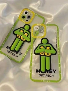 Funny Figure Graphic Phone Case Money Phone Case Compatible With IPhone15/15Plus/15Pro/15Promax,International Version, Not The Domestic Version - Green - View 2