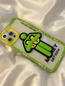 Funny Figure Graphic Phone Case Money Phone Case Compatible With IPhone15/15Plus/15Pro/15Promax,International Version, Not The Domestic Version - Green - View 3