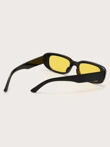 1pc Women's Black Small Square Frame Fashionable Glasses Suitable For Daily Wear Casual Shades Beach Accessories Beach Accessories For Women Glasses Shades Basics Fall Winter Women Outfits Clothes Business Casual Gifts - Yellow - View 3