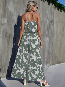 Breezaya Bộ đồ hai mảnh nữ Tách cao Hoa Boho - màu xanh lá - Xem 2