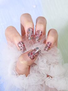 8張幾何圖案指甲藝術貼紙和1支指甲磨光條，指甲貼紙DIY - 彩色 - 查看 3