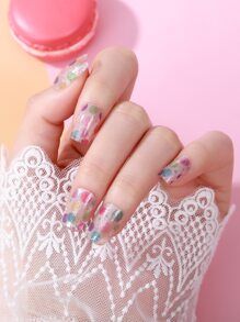 8張幾何圖案指甲藝術貼紙和1支指甲磨光條，指甲貼紙DIY - 彩色 - 查看 5