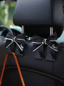 2pcs Bow Design Car Seat Back Hook - Black - View 3
