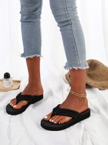 Chanclas minimalista plataforma - Negro - Ver 5