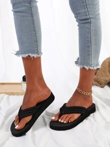 Chanclas minimalista plataforma - Negro - Ver 7