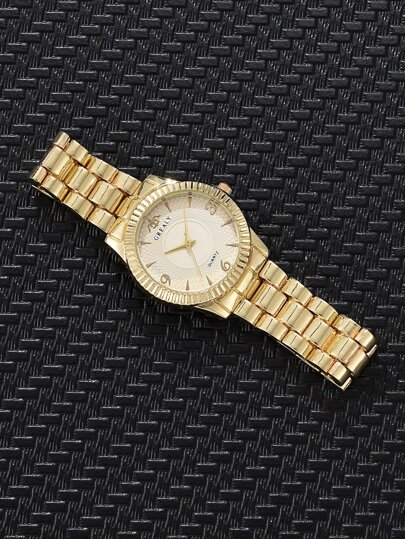 1pc Grealy Ladies Horloge Round Pointer Quartz Goud able view 2