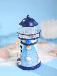 1pc Zinc Alloy Candle Holder, Creative Lighthouse Design Candle Stand For Home - Multicolor - View 3