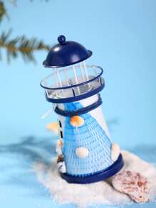 1pc Zinc Alloy Candle Holder, Creative Lighthouse Design Candle Stand For Home - Multicolor - View 4