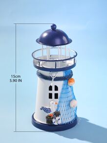 1pc Zinc Alloy Candle Holder, Creative Lighthouse Design Candle Stand For Home - Multicolor - View 5