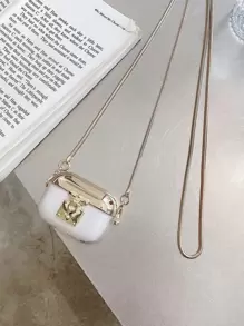 Funda compatible con Airpods largo con cadena - transparente - Ver 1