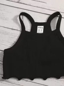 SHEIN Young Girl Lettuce Trim Cami Top & Leopard Print Skirt - Multicolor - View 3