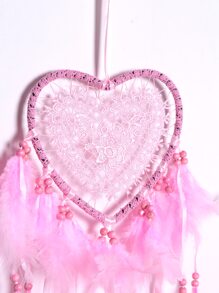 1PC Machine Lace Woven Plastic Heart Circle Dream Catcher Natural Dyed Goose Feather Home Decoration Three Colors Optional,Home Decor ,Room Decor,Wall Decor Gifts Birthday Graduation