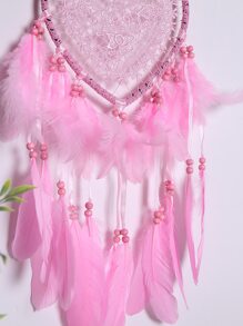 1PC Machine Lace Woven Plastic Heart Circle Dream Catcher Natural Dyed Goose Feather Home Decoration Three Colors Optional,Home Decor ,Room Decor,Wall Decor Gifts Birthday Graduation