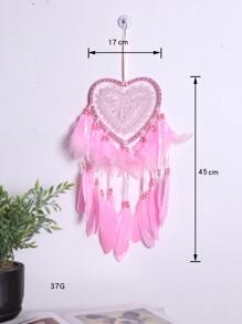 1PC Machine Lace Woven Plastic Heart Circle Dream Catcher Natural Dyed Goose Feather Home Decoration Three Colors Optional,Home Decor ,Room Decor,Wall Decor Gifts Birthday Graduation