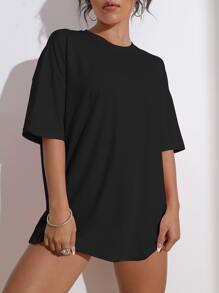 SHEIN Unity Áo thun in hình mặt cười và khẩu hiệu cho nữ - màu đen - Xem 2