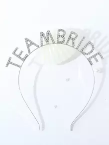 1pc/10pcs Bridal Party English Letter Alloy Shiny Rhinestone Wedding Hair Accessories - Silver - View 2