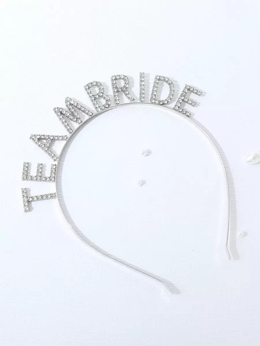 1pc/10pcs Bridal Party English Letter Alloy Shiny Rhinestone Wedding Hair Accessories - Silver - View 1