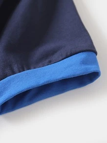 Conjunto de pijama ajuste perfecto shorts con camiseta ringer con estampado de esqueleto de dinosaurio - Multicolor - Ver 5