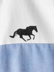 SHEIN Boys Horse Print Colour Block Shirt - Multicolor - View 3