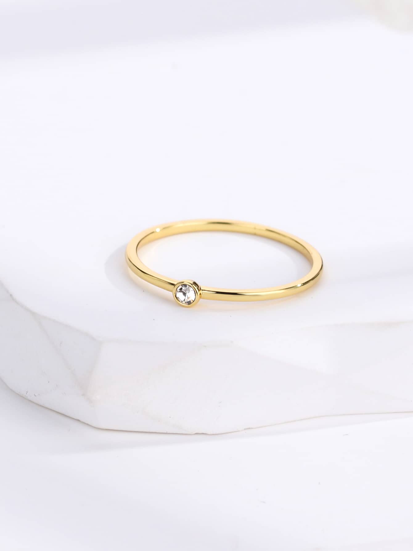 Charm-In 1pc Cubic Zirconia Decor Ring Copper Jewelry - Yellow Gold - View 1