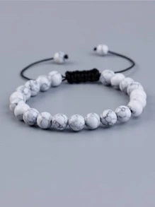 Fashionable and Popular Men Turquoise Beaded Bracelet for Jewelry Gift and for a Stylish Look - White - View 1