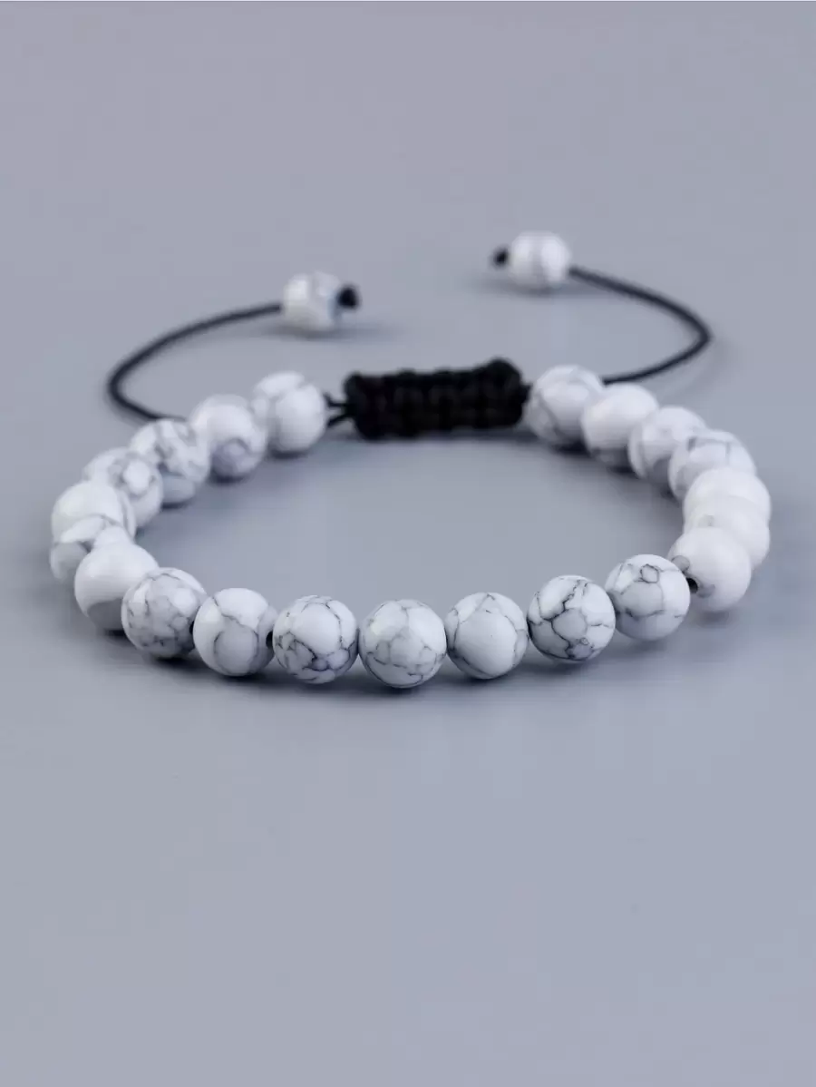 Fashionable and Popular Men Turquoise Beaded Bracelet for Jewelry Gift and for a Stylish Look - White - View 1