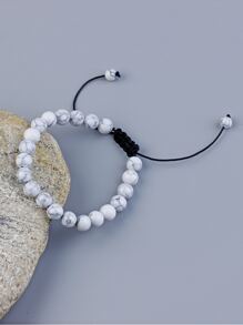 Fashionable and Popular Men Turquoise Beaded Bracelet for Jewelry Gift and for a Stylish Look - White - View 2