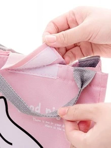1pc Cat Pattern Lunch Bag - Pink - View 6