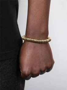 Men Minimalist Stainless Steel Bracelet - Yellow Gold - View 1