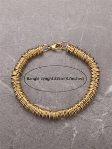 Men Minimalist Stainless Steel Bracelet - Yellow Gold - View 4