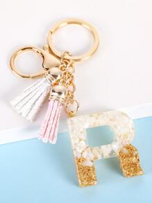 流蘇和字母墜飾鑰匙圈 - 彩色 - 查看 1