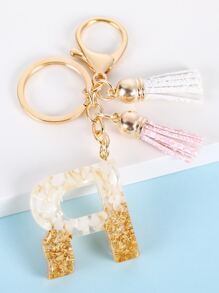 流蘇和字母墜飾鑰匙圈 - 彩色 - 查看 2