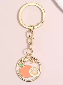 Llavero con letra & fruta con diseño con diseño de redondo - Naranja - Ver 1