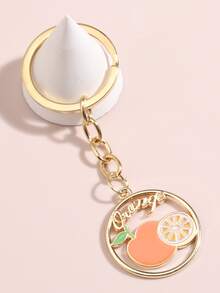 Llavero con letra & fruta con diseño con diseño de redondo - Naranja - Ver 2