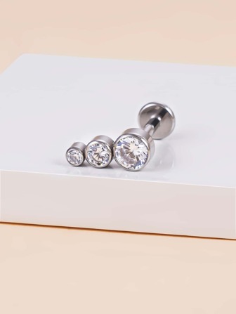 時尚朋克圓形水鑽裝飾唇釘鈦適合女士和女孩中性隔膜身體鏈