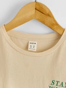 SHEIN 休閒卡通 標語男童上衣